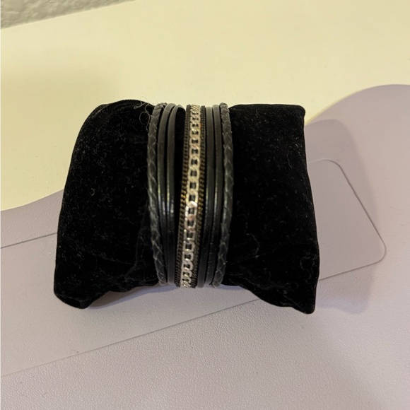 Silver and Black Multi-Strand Bracelet - Stainless Steel - Picture 2 of 3